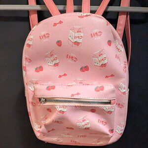 Pink mini strawberry milk backpack